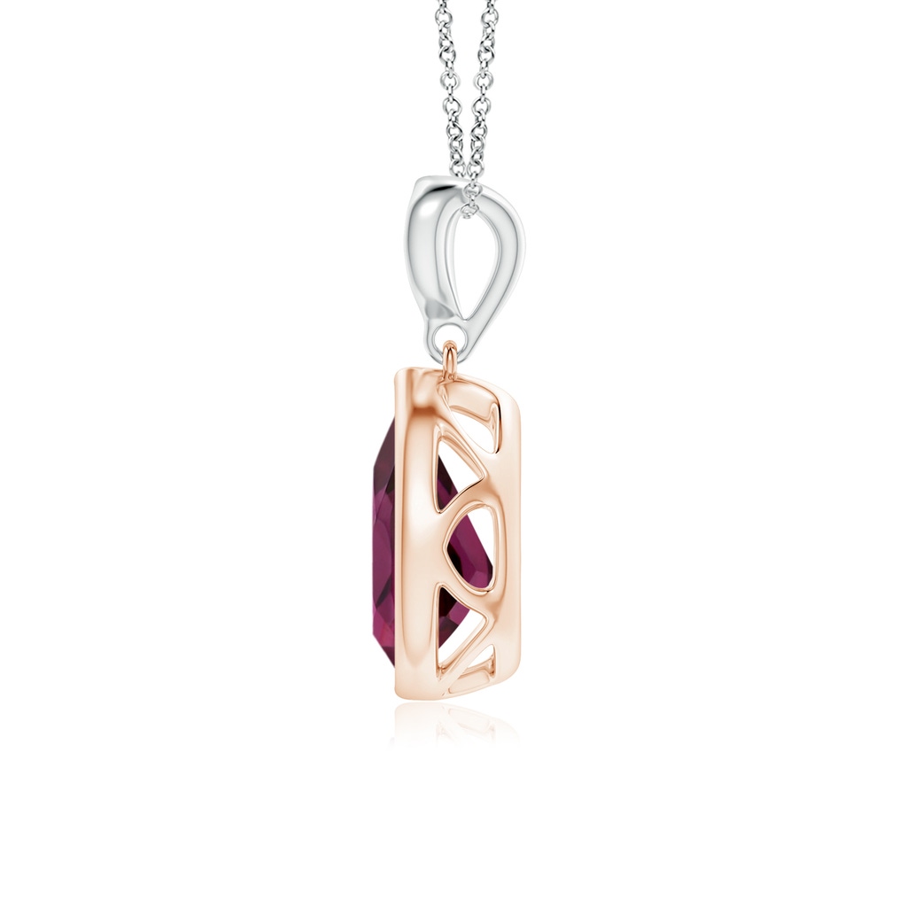 9x6mm AAA Bezel-Set Rhodolite Teardrop Pendant with Diamond in Rose Gold White Gold - side 199
