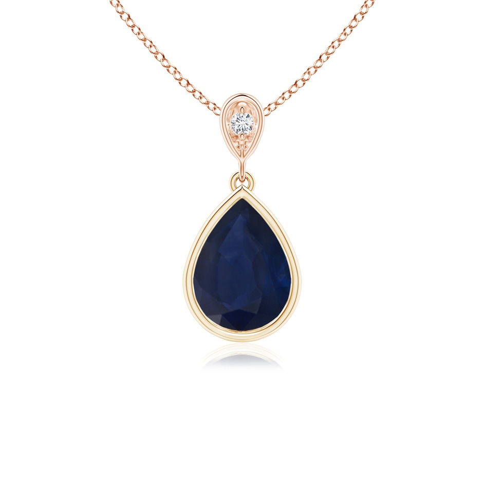 8x6mm A Bezel-Set Sapphire Teardrop Pendant with Diamond in Yellow Gold Rose Gold 