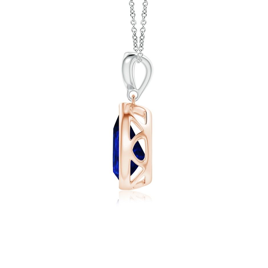 8x6mm AAAA Bezel-Set Sapphire Teardrop Pendant with Diamond in Rose Gold White Gold side 1