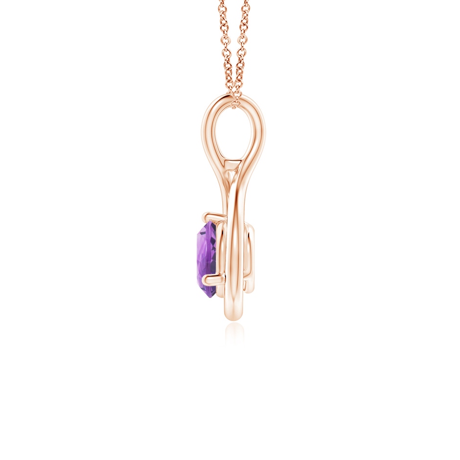 5mm A Solitaire Round Amethyst Infinity Twist Pendant in Rose Gold side 199