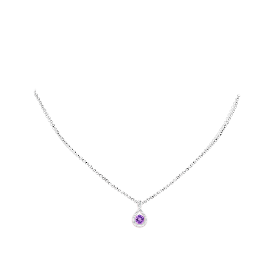 5mm A Solitaire Round Amethyst Infinity Twist Pendant in S999 Silver pen