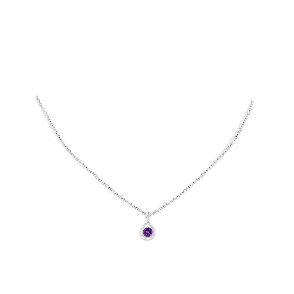 5mm AAAA Solitaire Round Amethyst Infinity Twist Pendant in P950 Platinum pen