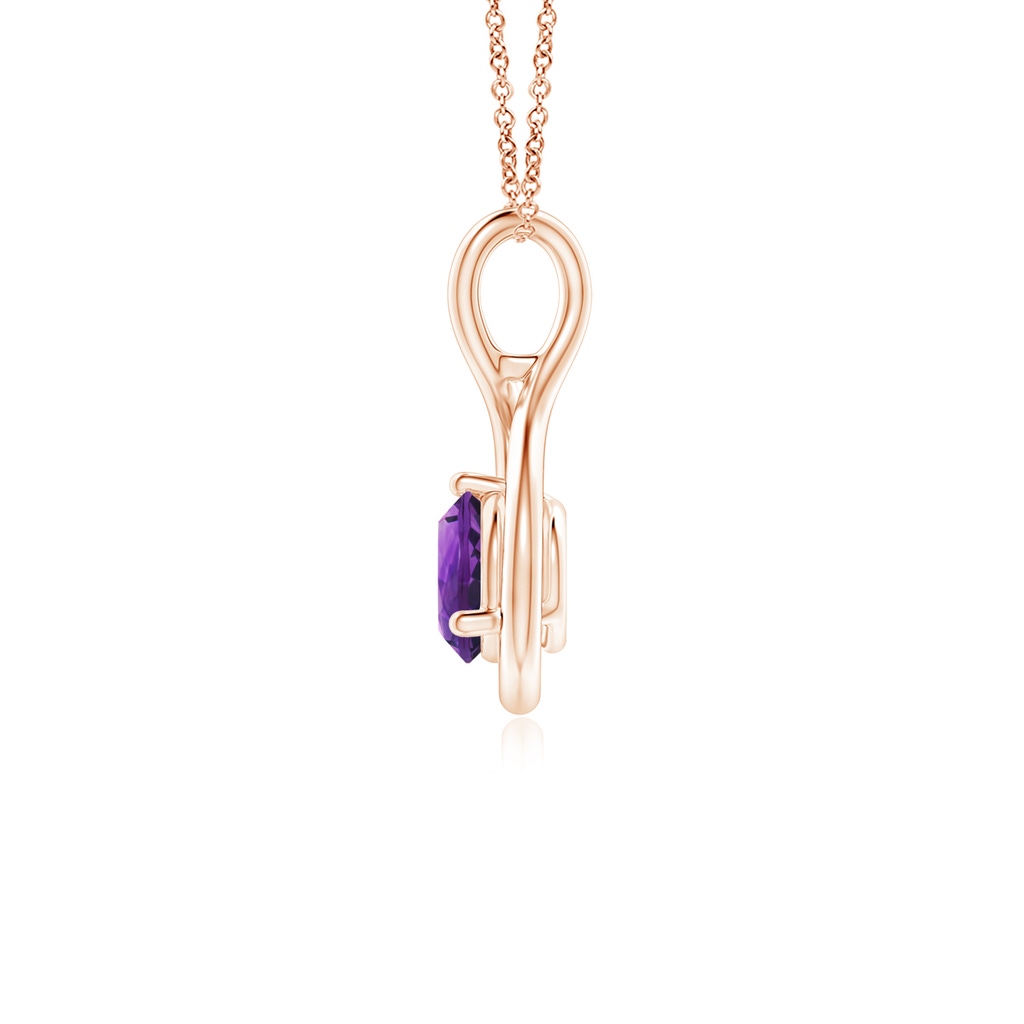 5mm AAAA Solitaire Round Amethyst Infinity Twist Pendant in Rose Gold - side 199