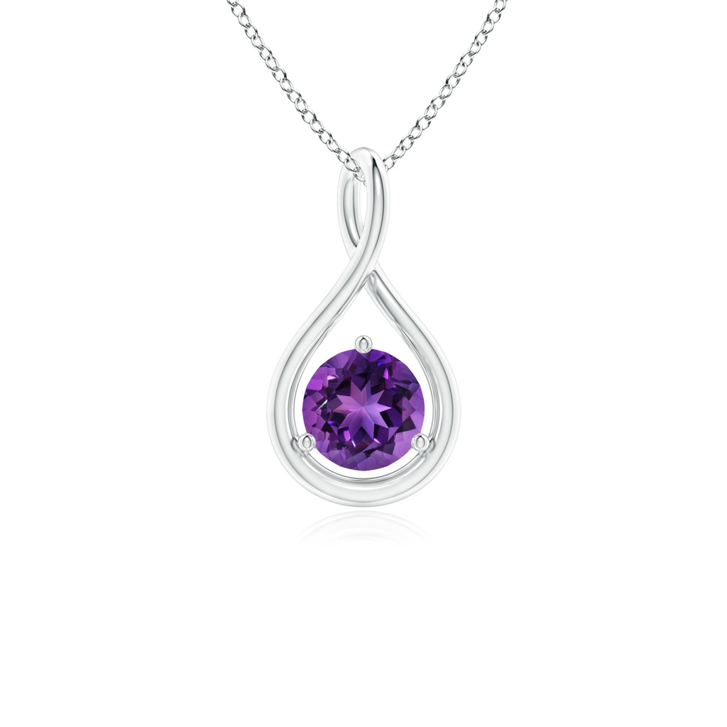 5mm AAAA Solitaire Round Amethyst Infinity Twist Pendant in S999 Silver