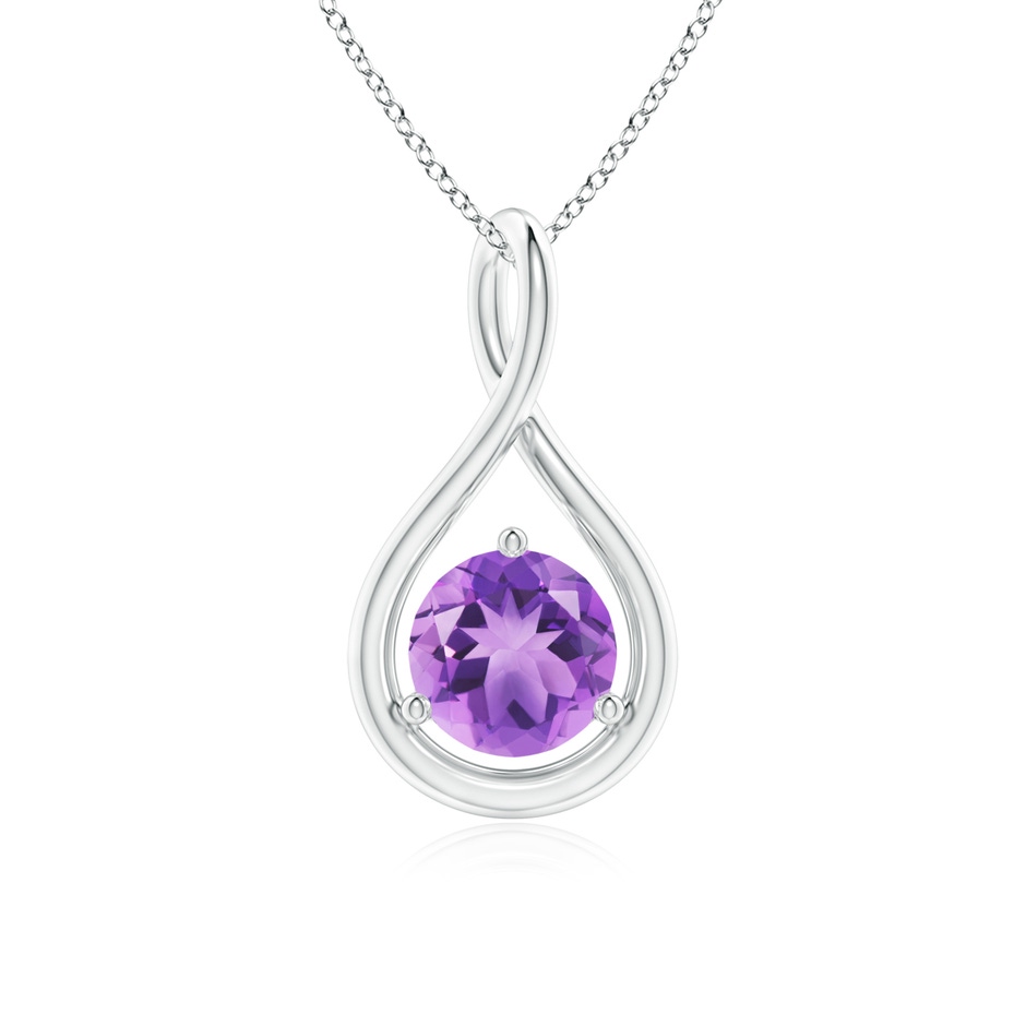 6mm A Solitaire Round Amethyst Infinity Twist Pendant in P950 Platinum 