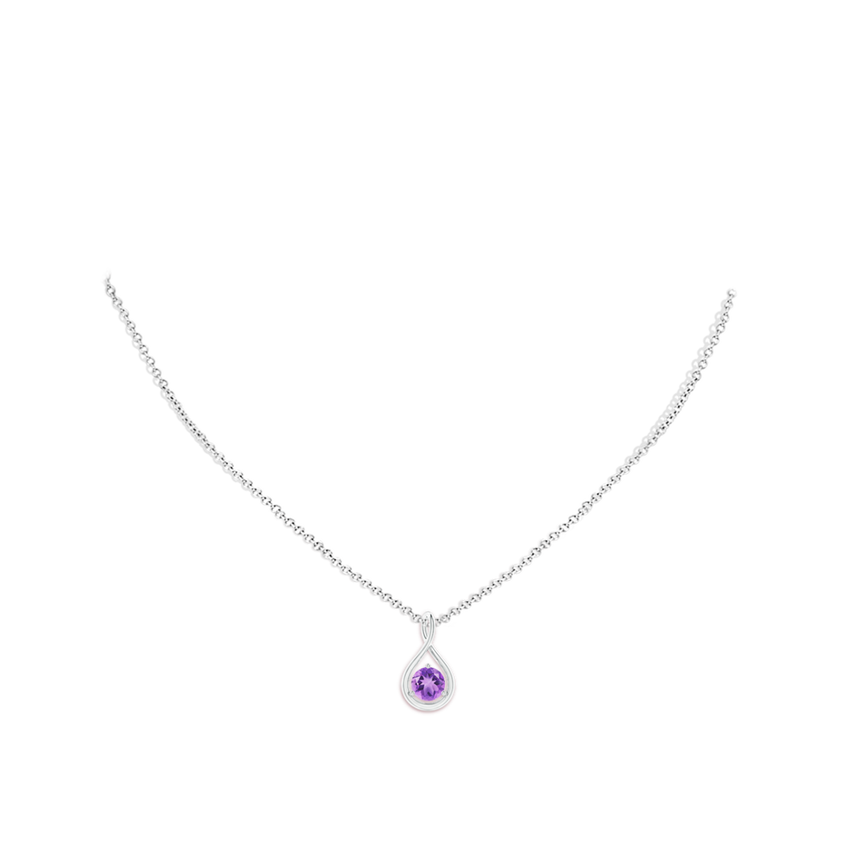 6mm A Solitaire Round Amethyst Infinity Twist Pendant in P950 Platinum pen