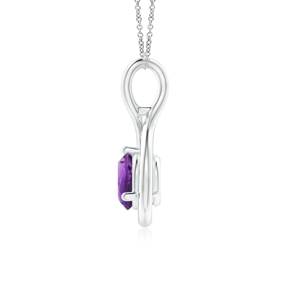 6mm AAA Solitaire Round Amethyst Infinity Twist Pendant in White Gold side 199