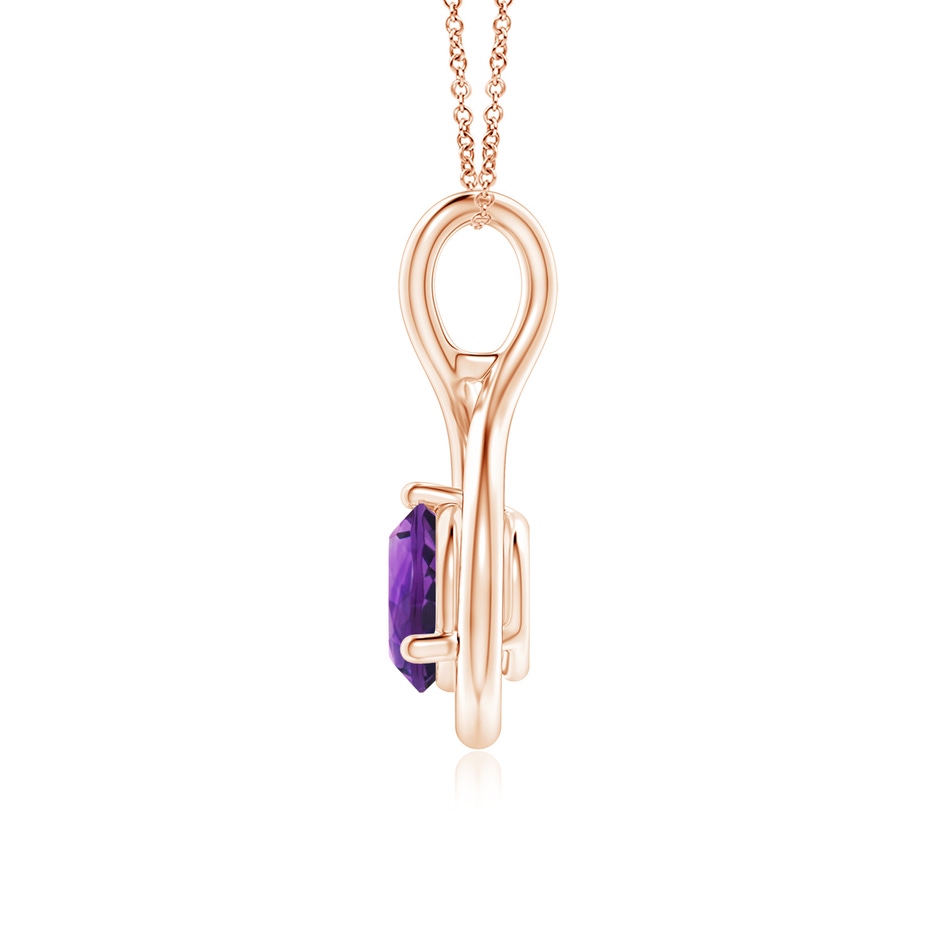 6mm AAAA Solitaire Round Amethyst Infinity Twist Pendant in 18K Rose Gold side 199