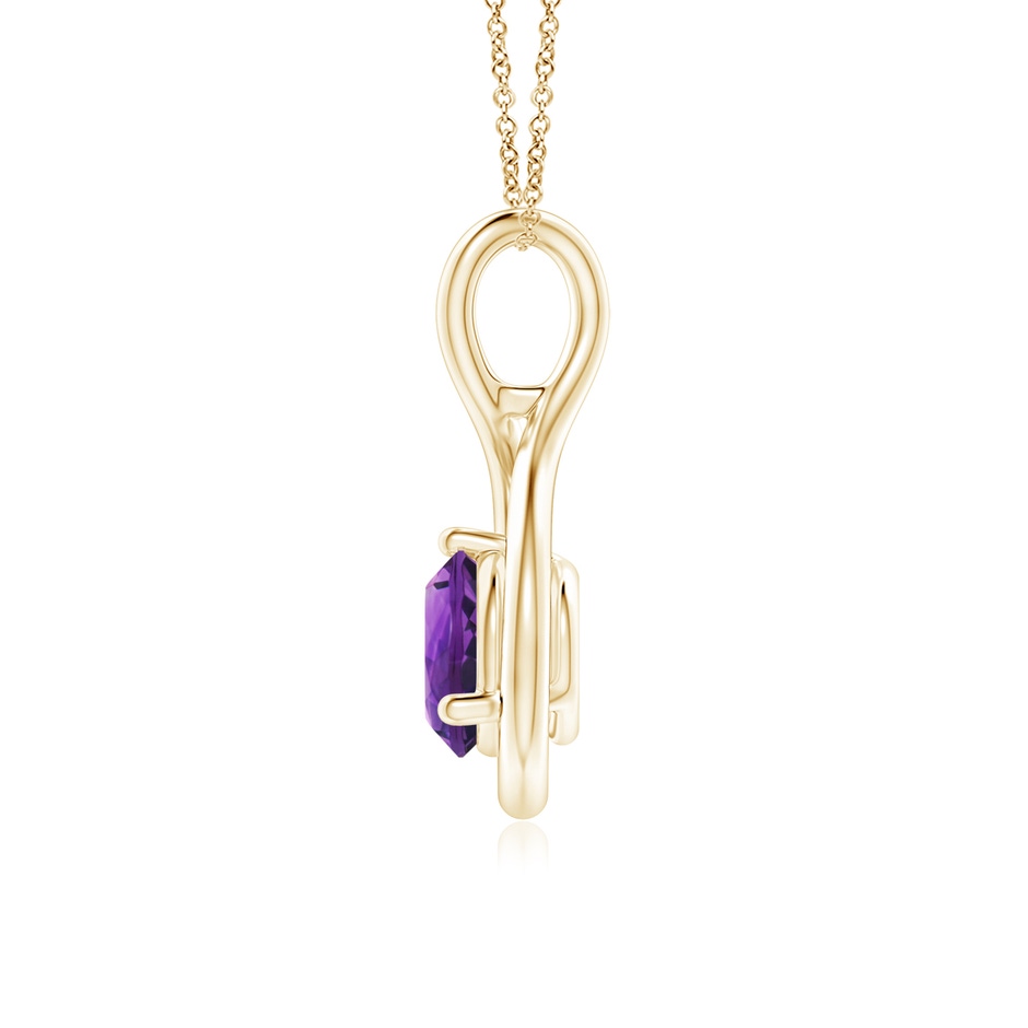 6mm AAAA Solitaire Round Amethyst Infinity Twist Pendant in Yellow Gold side 199