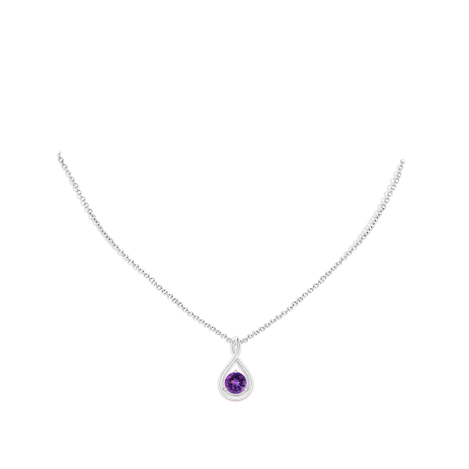7mm AAAA Solitaire Round Amethyst Infinity Twist Pendant in P950 Platinum pen
