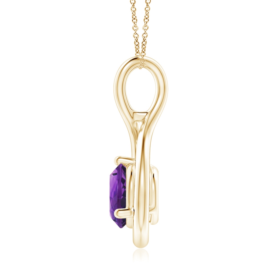 7mm AAAA Solitaire Round Amethyst Infinity Twist Pendant in Yellow Gold side 199