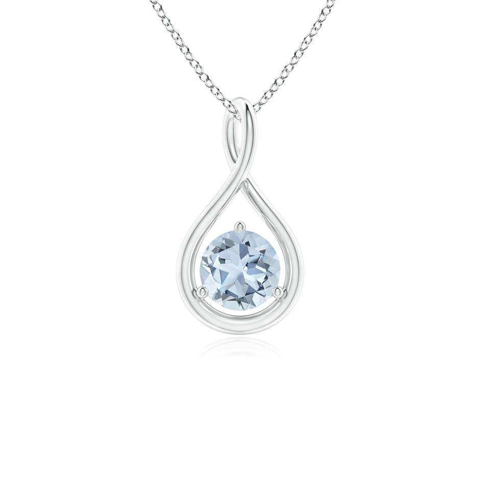 5mm A Solitaire Round Aquamarine Infinity Twist Pendant in S999 Silver 