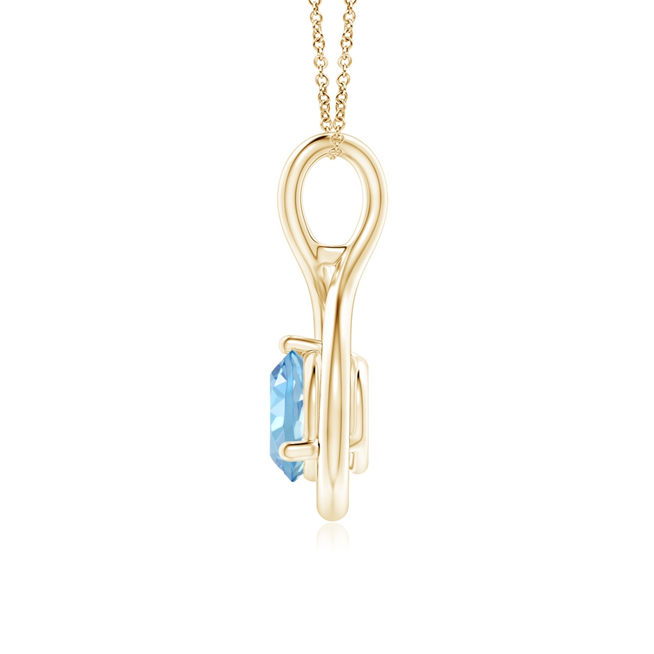 6mm AAAA Solitaire Round Aquamarine Infinity Twist Pendant in Yellow Gold side 1