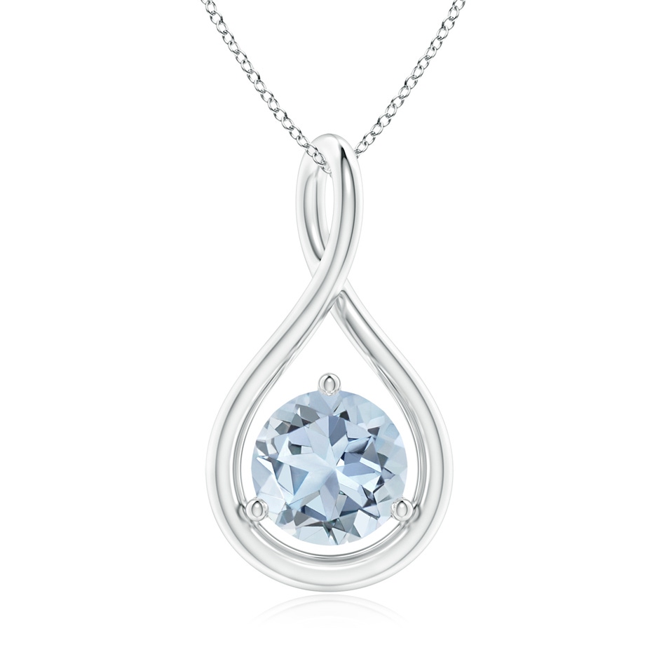 7mm A Solitaire Round Aquamarine Infinity Twist Pendant in P950 Platinum 