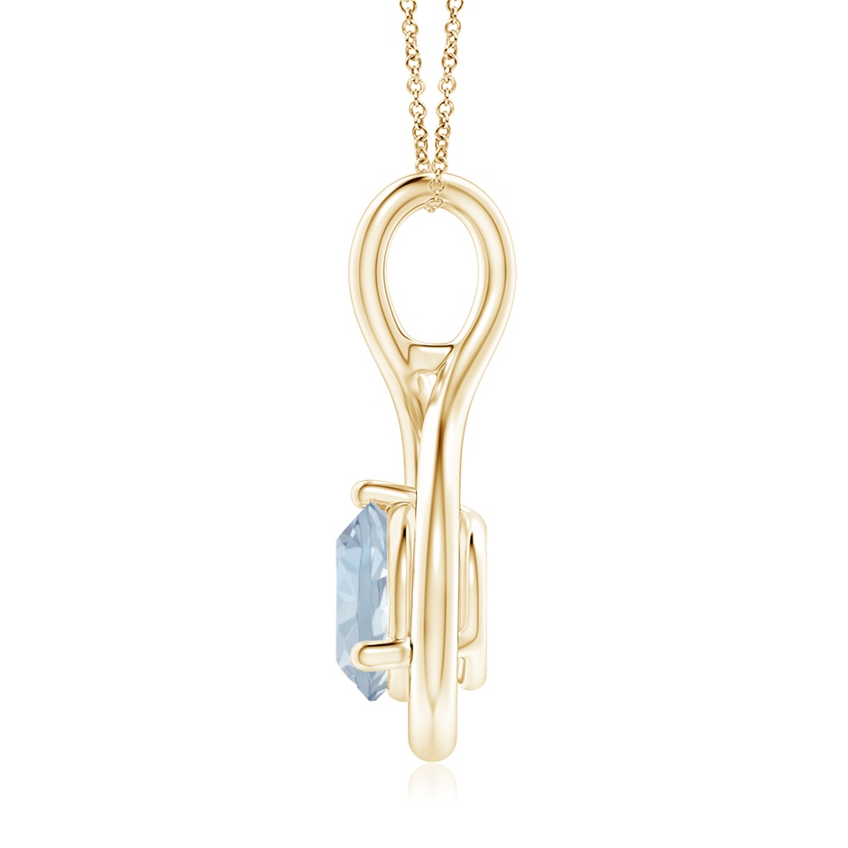 7mm A Solitaire Round Aquamarine Infinity Twist Pendant in Yellow Gold side 1