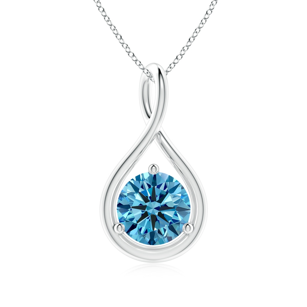 6.4mm AAAA Solitaire Round Fancy Intense Blue Diamond Infinity Twist Pendant in P950 Platinum