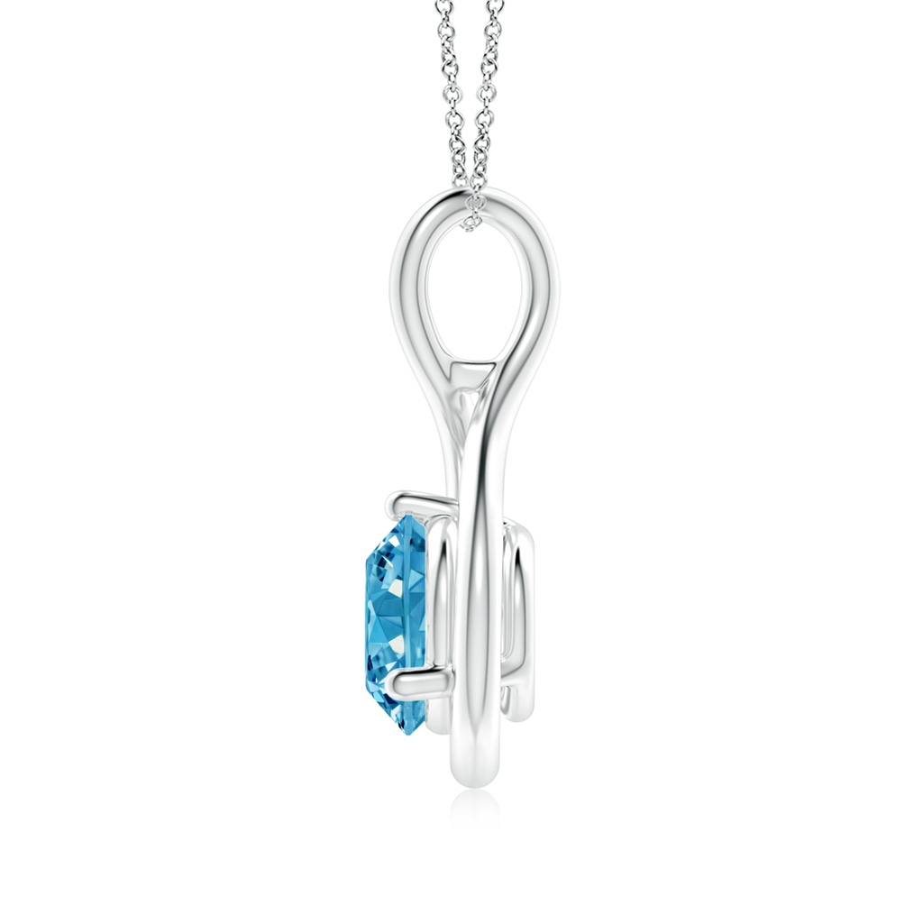 6.4mm AAAA Solitaire Round Fancy Intense Blue Diamond Infinity Twist Pendant in P950 Platinum - side 199