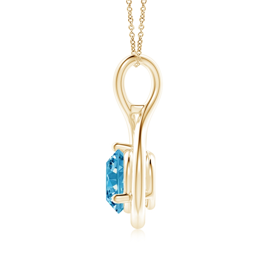 6.4mm AAAA Solitaire Round Fancy Intense Blue Diamond Infinity Twist Pendant in Yellow Gold - side 199