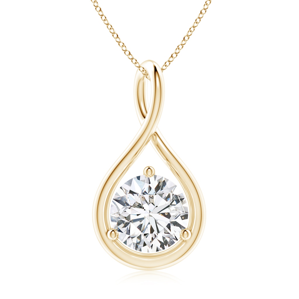 8mm HSI2 Solitaire Round Diamond Infinity Twist Pendant in Yellow Gold