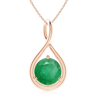 10mm A Solitaire Round Emerald Infinity Twist Pendant in Rose Gold