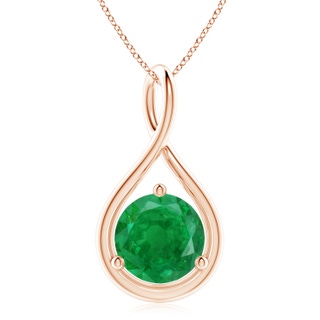 10mm AA Solitaire Round Emerald Infinity Twist Pendant in Rose Gold