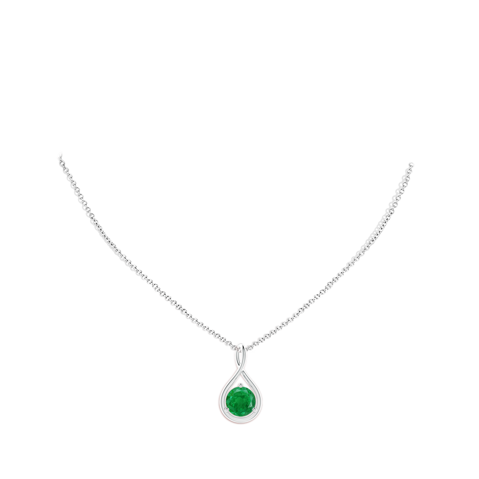 10mm AA Solitaire Round Emerald Infinity Twist Pendant in S999 Silver pen
