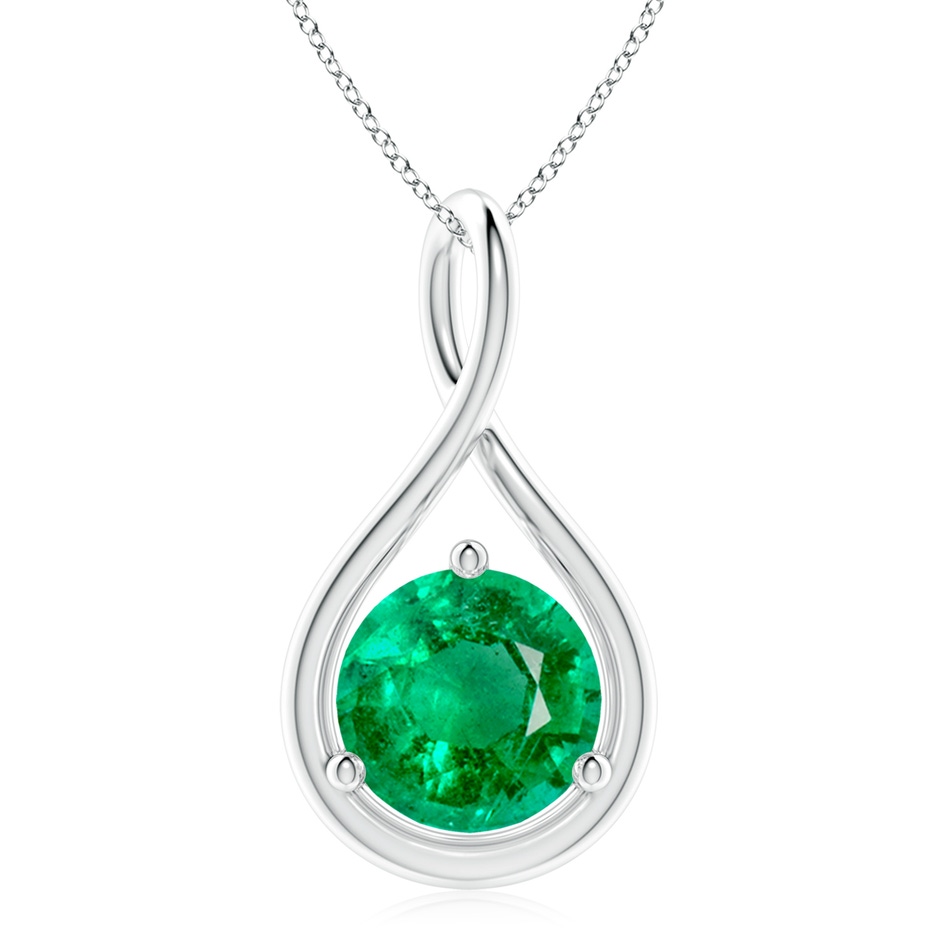 10mm AAA Solitaire Round Emerald Infinity Twist Pendant in P950 Platinum 
