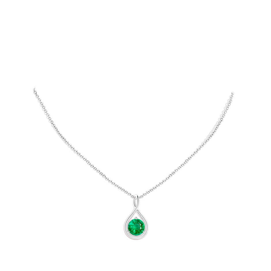 10mm AAA Solitaire Round Emerald Infinity Twist Pendant in P950 Platinum pen