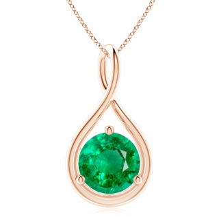 10mm AAA Solitaire Round Emerald Infinity Twist Pendant in Rose Gold