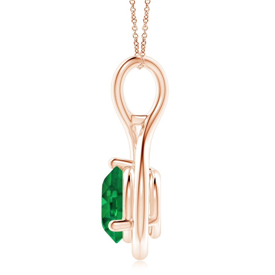 10mm AAA Solitaire Round Emerald Infinity Twist Pendant in Rose Gold side 199