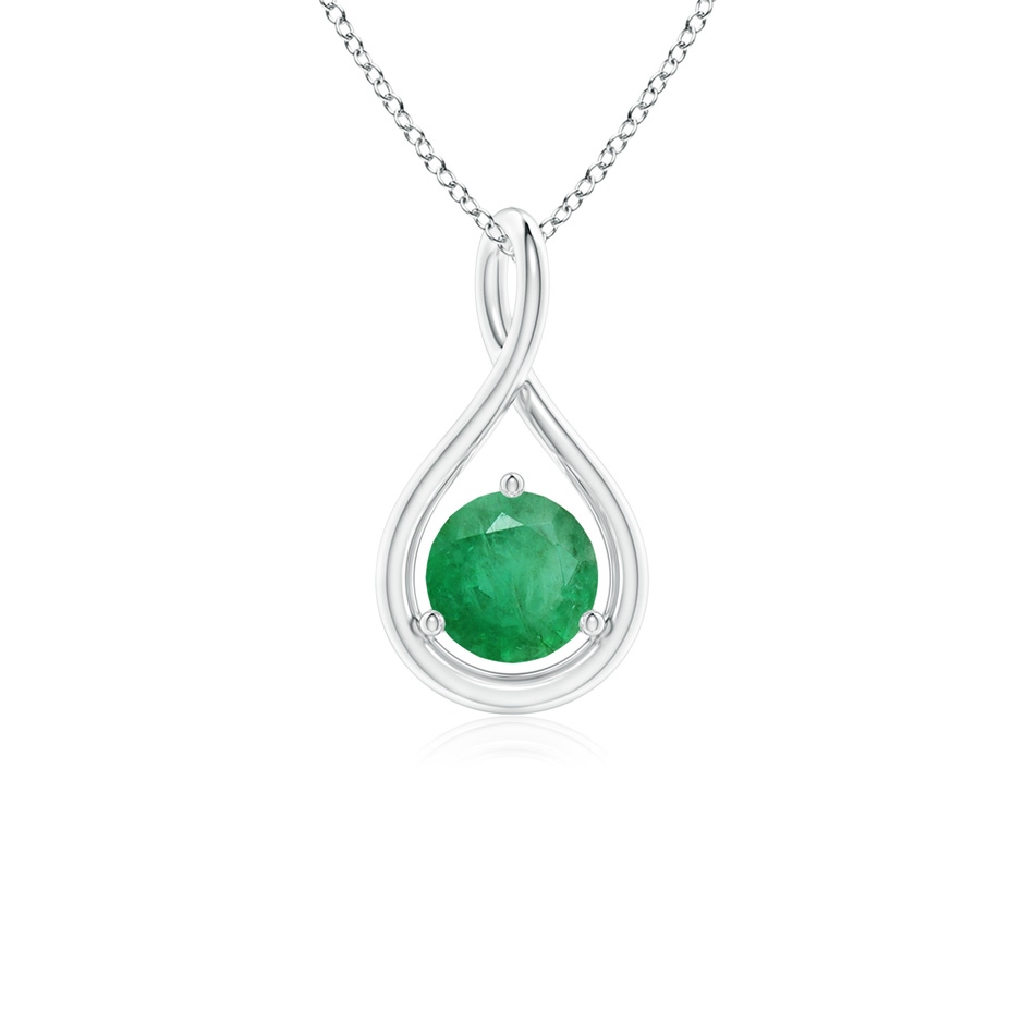 5mm A Solitaire Round Emerald Infinity Twist Pendant in P950 Platinum 