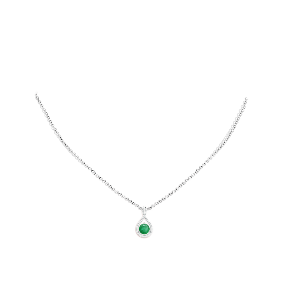 5mm A Solitaire Round Emerald Infinity Twist Pendant in P950 Platinum pen