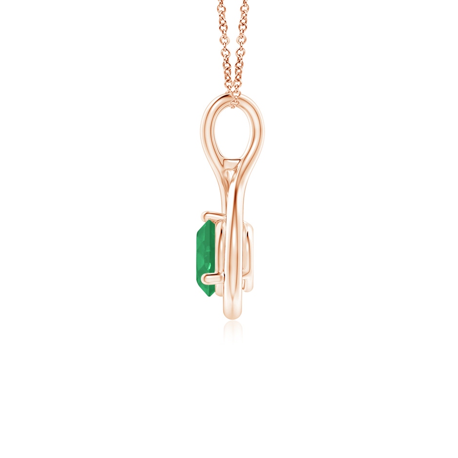 5mm A Solitaire Round Emerald Infinity Twist Pendant in Rose Gold side 199