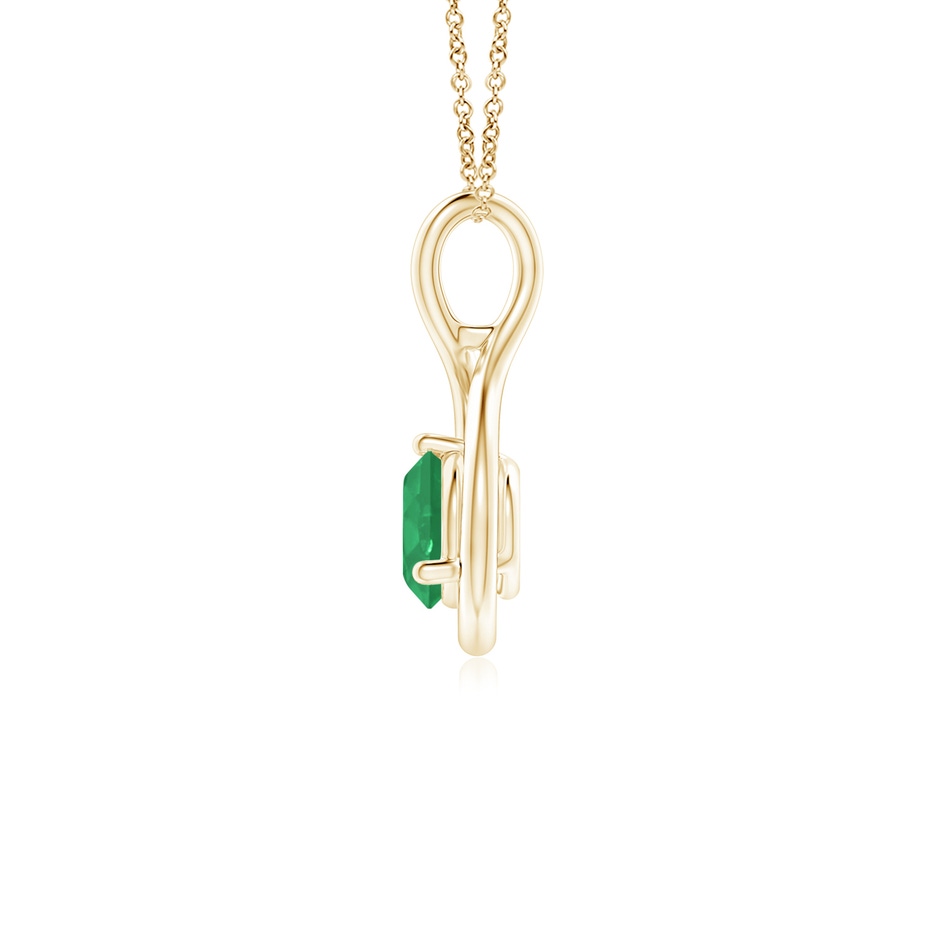 5mm A Solitaire Round Emerald Infinity Twist Pendant in Yellow Gold side 199