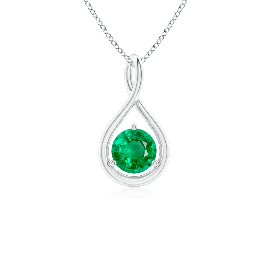 5mm AAA Solitaire Round Emerald Infinity Twist Pendant in S999 Silver 