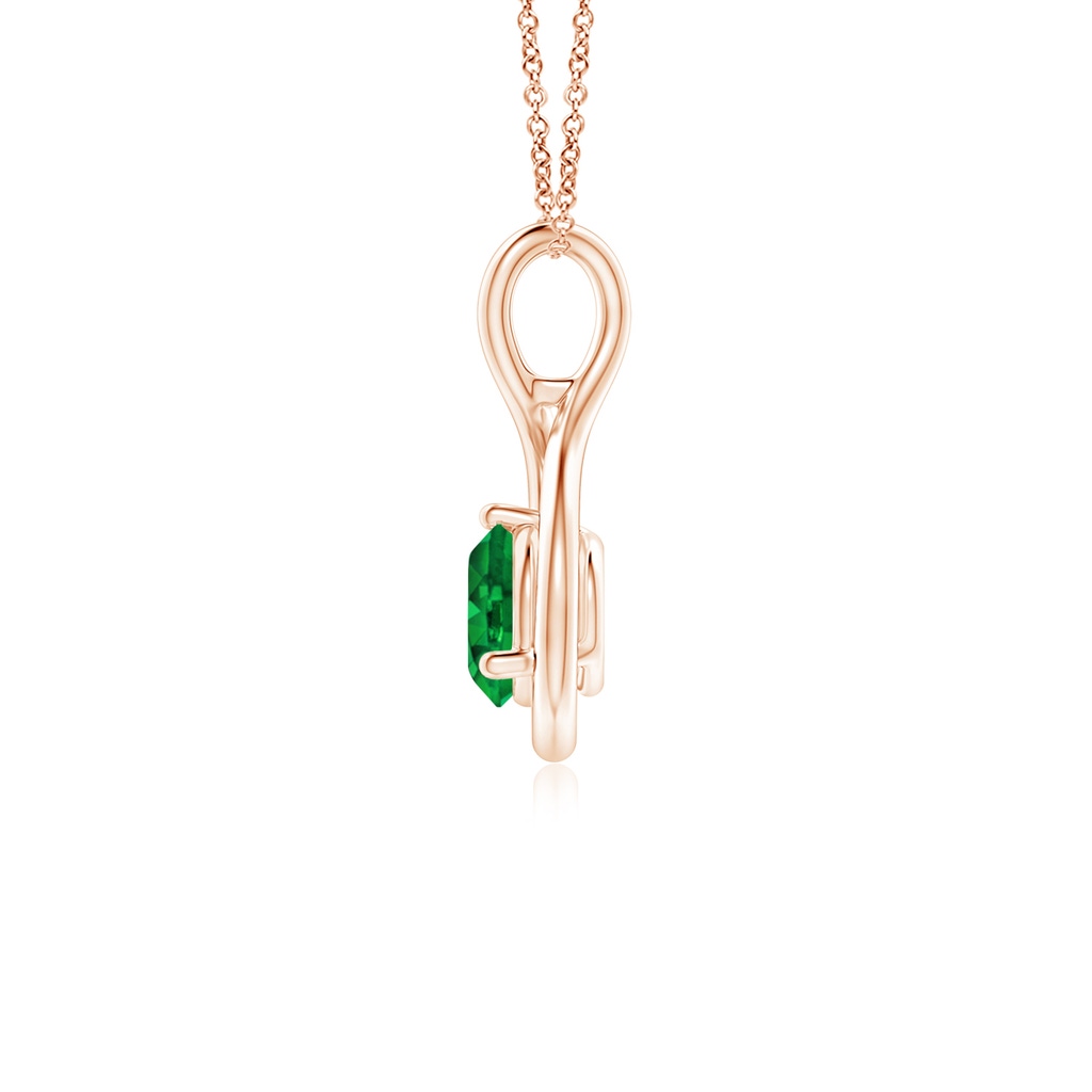 5mm AAAA Solitaire Round Emerald Infinity Twist Pendant in Rose Gold Side 199