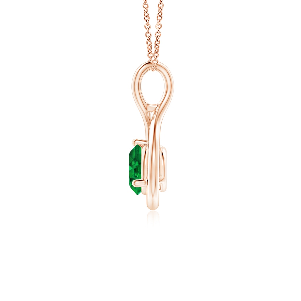 5mm AAAA Solitaire Round Emerald Infinity Twist Pendant in Rose Gold - side 199