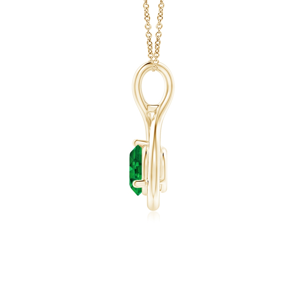 5mm AAAA Solitaire Round Emerald Infinity Twist Pendant in Yellow Gold - side 199