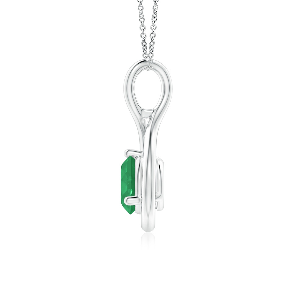6mm A Solitaire Round Emerald Infinity Twist Pendant in 18K White Gold side 199