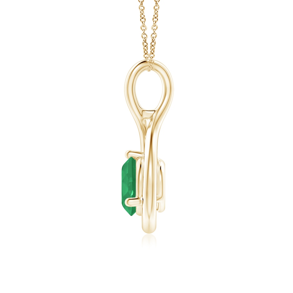6mm A Solitaire Round Emerald Infinity Twist Pendant in Yellow Gold side 199