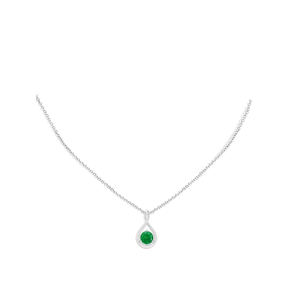 6mm AA Solitaire Round Emerald Infinity Twist Pendant in P950 Platinum pen