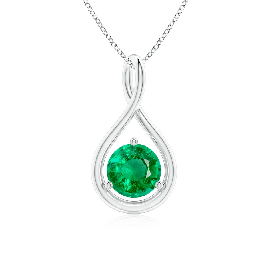 6mm AAA Solitaire Round Emerald Infinity Twist Pendant in S999 Silver 