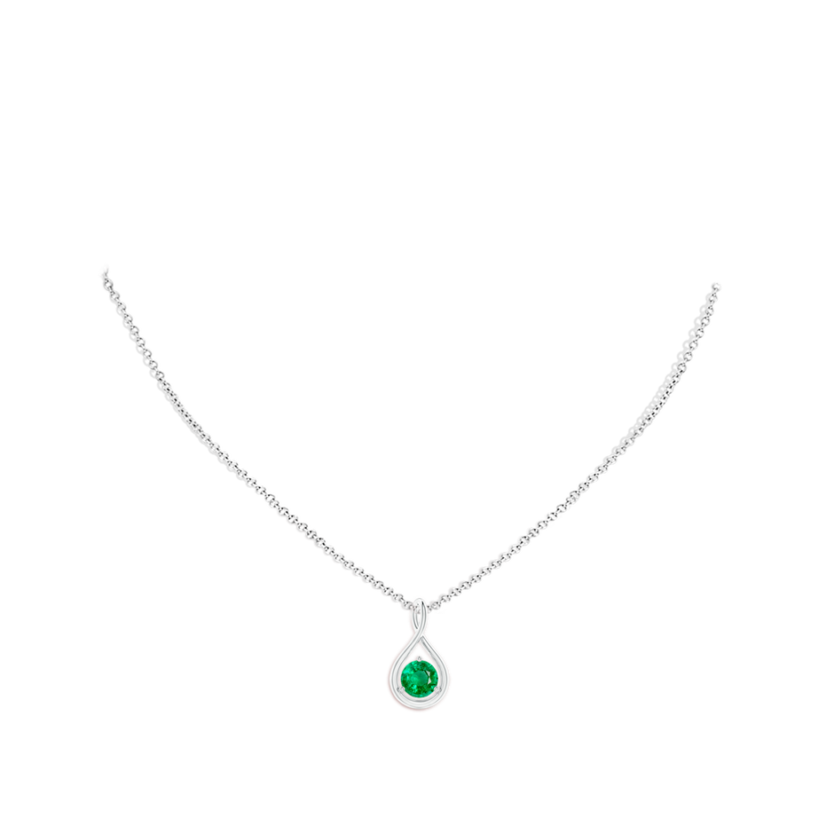 6mm AAA Solitaire Round Emerald Infinity Twist Pendant in S999 Silver pen