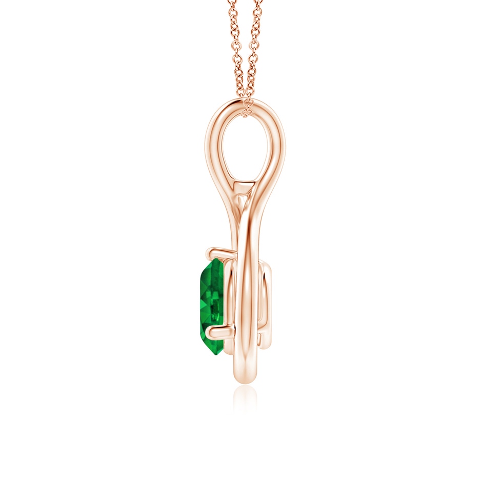 6mm AAAA Solitaire Round Emerald Infinity Twist Pendant in Rose Gold side 199