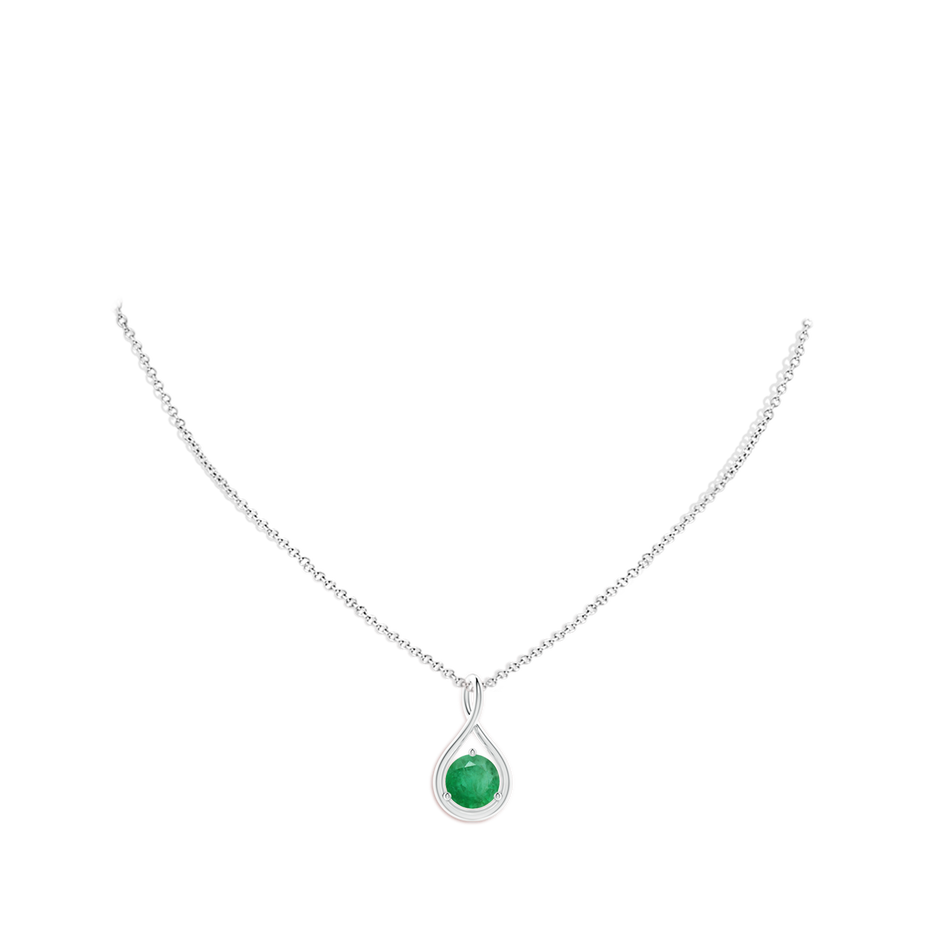 8mm A Solitaire Round Emerald Infinity Twist Pendant in P950 Platinum pen