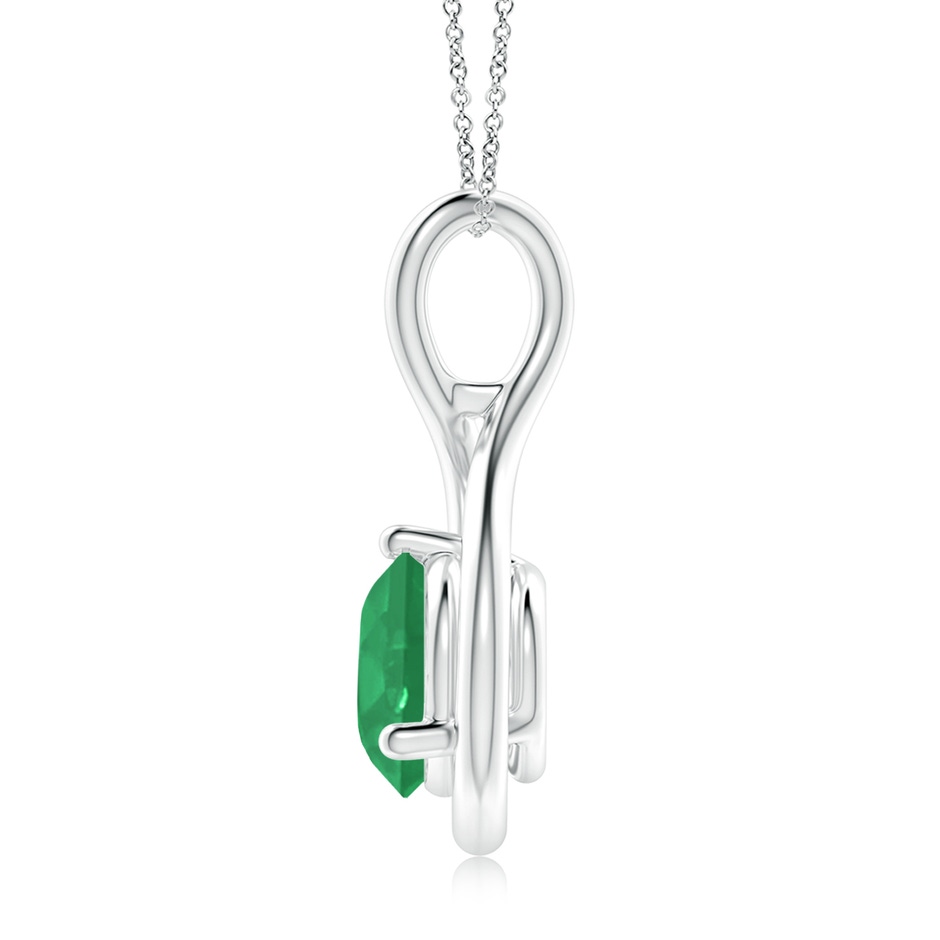 8mm A Solitaire Round Emerald Infinity Twist Pendant in White Gold side 199