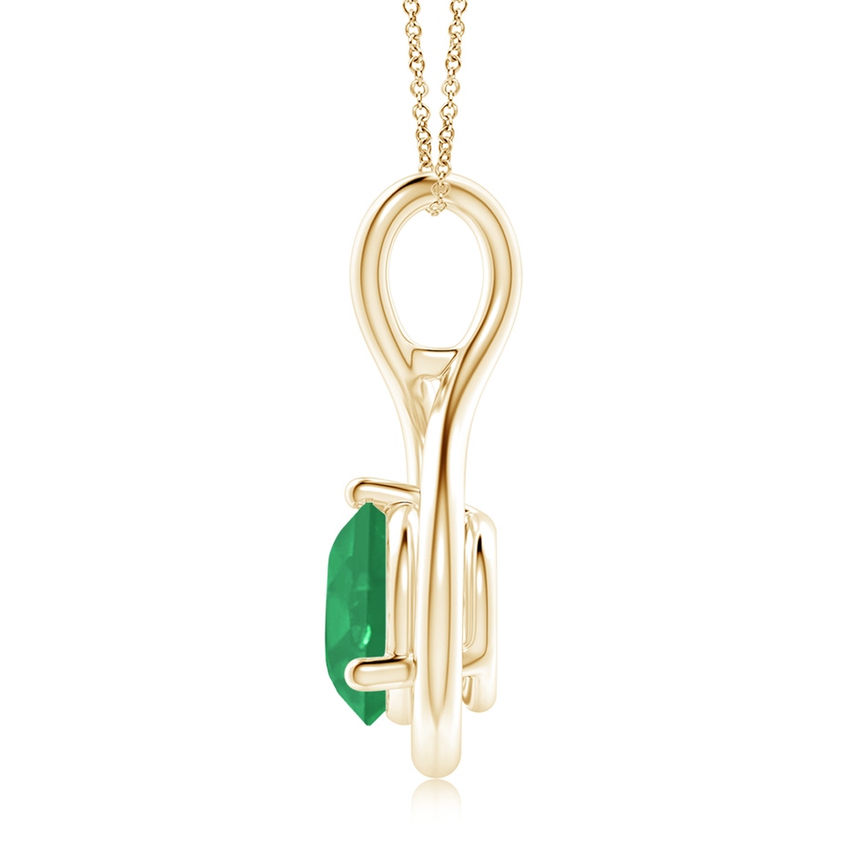 8mm A Solitaire Round Emerald Infinity Twist Pendant in Yellow Gold side 199