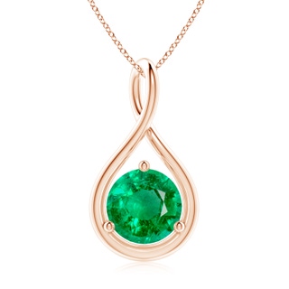 8mm AAA Solitaire Round Emerald Infinity Twist Pendant in Rose Gold