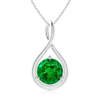 8mm AAAA Solitaire Round Emerald Infinity Twist Pendant in P950 Platinum