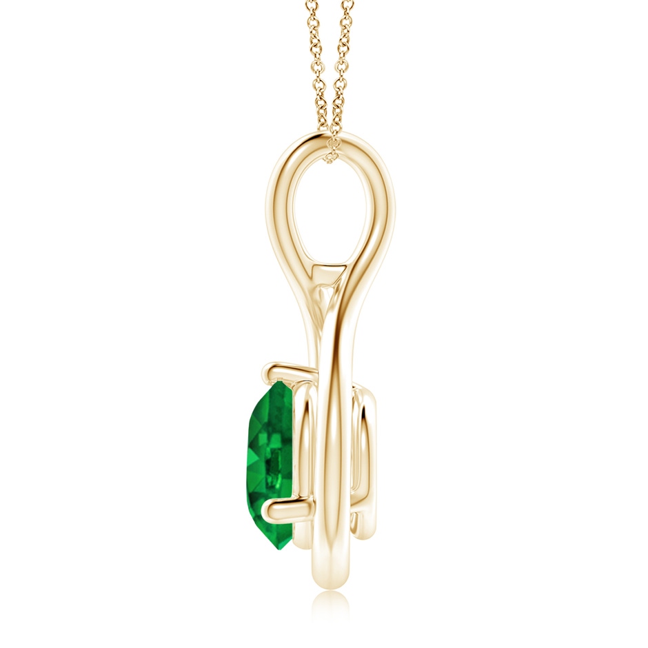 8mm AAAA Solitaire Round Emerald Infinity Twist Pendant in Yellow Gold side 199